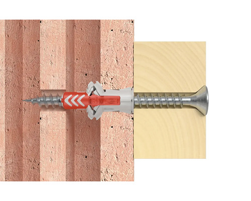 Universele plug met schroef in steen en hout