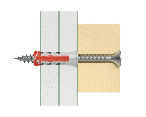 Fischer plug met schroef in muur en hout