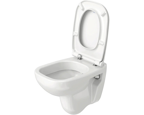 Wandcloset met diepe spoeling, open spoelrand en toiletdeksel