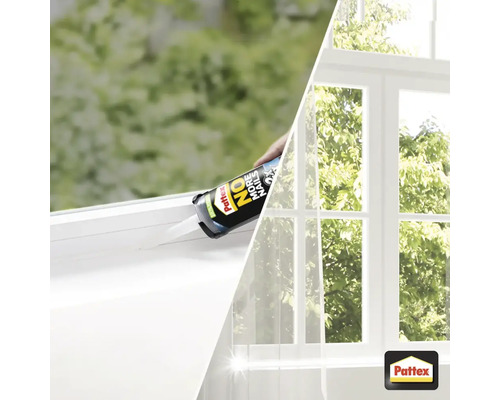 Montagekit aanbrengen op een vensterbank, Pattex Logo
