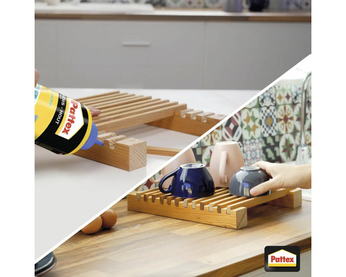 Houten dienblad wordt samengevoegd met Pattex houtlijm