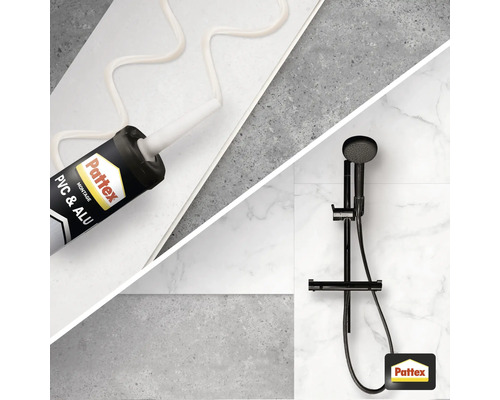 Montagelijm met douchestang en Pattex Logo