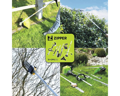 Multifunctioneel tuingereedschap met grastrimmer, heggenschaar en kettingzaag van Zipper