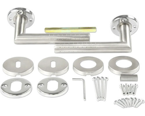 Roestvrijstalen deurklinkset met montagemateriaal