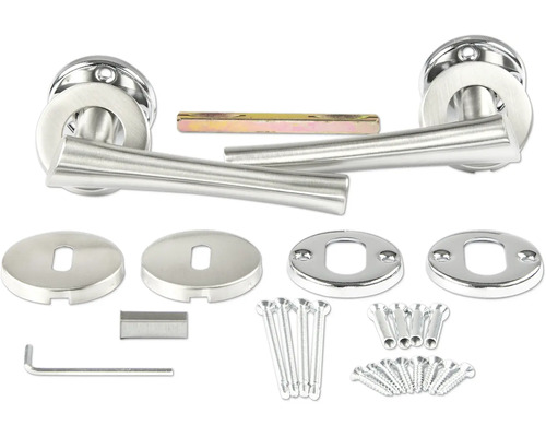 Roestvrijstalen deurklinkstel met schroeven en accessoires