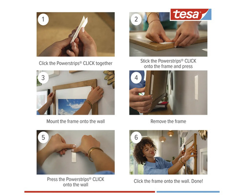 Instructies voor het gebruik van Tesa Powerstrips voor het ophangen van een fotolijst