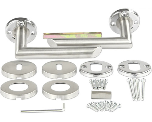 Roestvrijstalen deurklinkstel met bevestigingsmateriaal