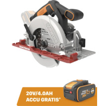 Worx accu-cirkelzaag met Exactrack functie inclusief een gratis 20 Volt 4,0 Ampère-uur accu.