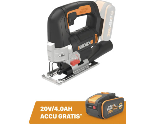 WORX Accu decoupeerzaag WX543.9 (zonder accu) **gratis 20V accu**