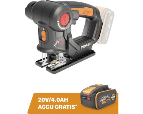 WORX Accu multizaag 2-in-1 WX550.9 20V (zonder accu) **gratis 20V accu**