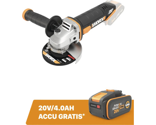 WORX Accu haakse slijper WX800.9 (zonder accu) **gratis 20V accu**