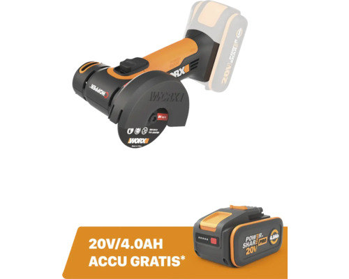 WORX Accu haakse slijper WX801.9 (zonder accu) **gratis 20V accu**