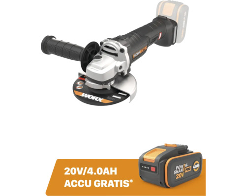 WORX Accu haakse slijper WX812.9 (zonder accu) **gratis 20V accu**