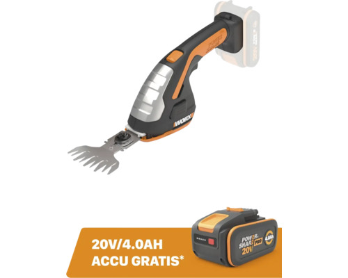 WORX Accu Gras- en buxusschaar WG801E.9 **GRATIS WORX ACCU**