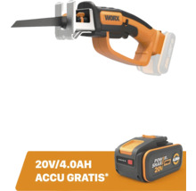 WORX accu reciprozaag 20 Volt inclusief gratis 4,0 Ampère-uur accu.