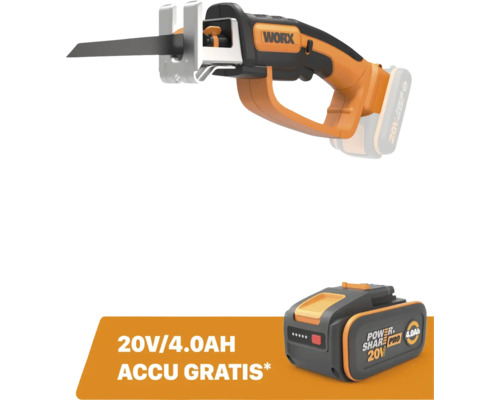 WORX Accu reciprozaag WG894E.9 (zonder accu) **gratis 20V accu**