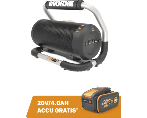 WORX Accu draadloze Bluetooth luidspreker WX009.9 (zonder accu) **gratis 20V accu**