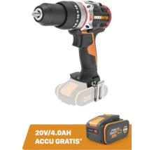 Worx Nitro 20 Volt accu-boorschroefmachine inclusief een extra 4,0 Ampère-uur accu.
