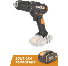 Worx accuboormachine met een gratis 20 Volt 4,0 ampère-uur accu.