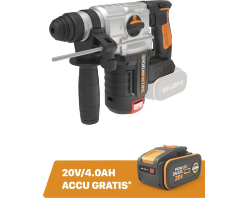 WORX Accu boorhamer WX380.9 (zonder accu) **gratis 20V accu**