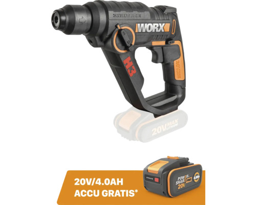 WORX Accu boorhamer 3-in-1 H3 WX390.9 (zonder accu) **gratis 20V accu**