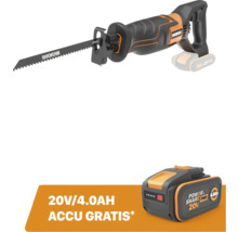 Worx accu-reciprozaag 20 Volt inclusief een gratis 4,0 Ampère-uur accu.