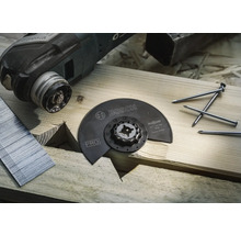 Bosch zaagblad voor multifunctioneel gereedschap, houten spijkers en klemmen op houten ondergrond