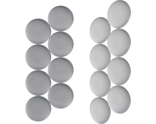 Grijze acryl bollen in twee rijen