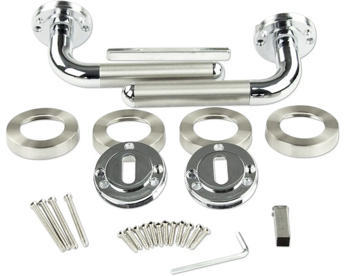 Deurbeslagset met rozetten, deurklinken en bevestigingsmateriaal