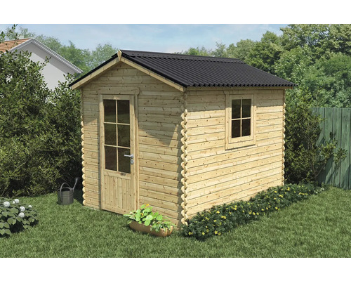 Houten tuinhuis met deur en raam