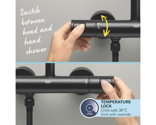 Grohe douchearmatuur met schakelaar en temperatuurbegrenzer