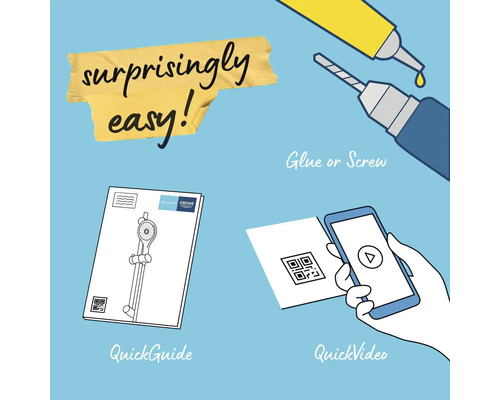 Illustratie van eenvoudige installatie met snelgids en video-instructies