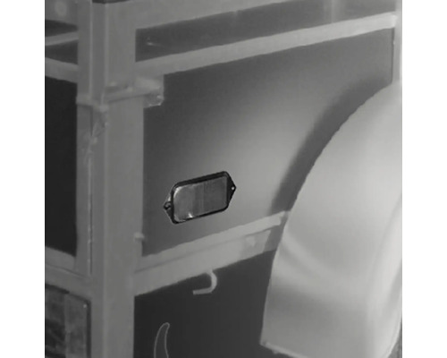 Zijaanzicht van een aanhanger met een rechthoekige reflector