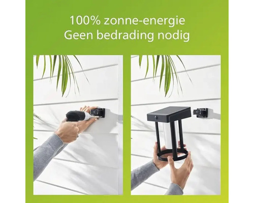 Installatie van een draadloze solarlamp aan een gevel