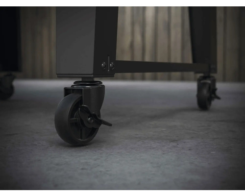 Wiel met vergrendeling op een barbecue