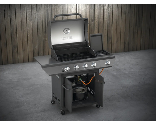 Gasbarbecue met vier branders en zijbrander