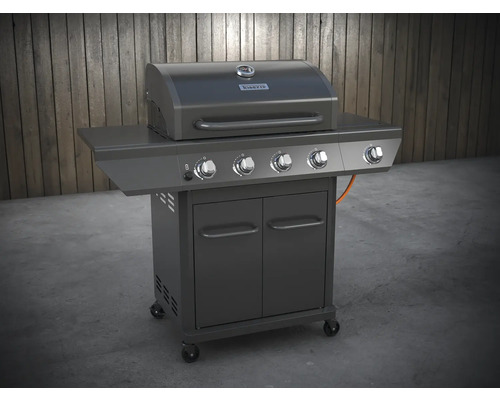 Gasbarbecue met vier branders, opbergruimte en onderkast