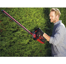 Man snoeit heg met een heggenschaar