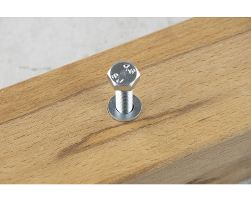 Zeskantbout met sluitring in hout