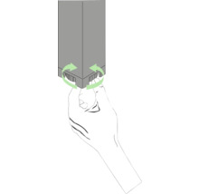 Hand draait een container met een draaiende beweging