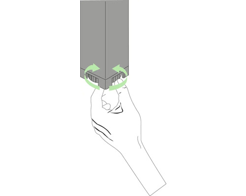 Illustratie van een draaiende beweging op een bouwelement