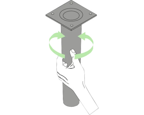 Illustratie van een draaibare steun met hand