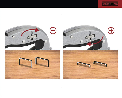 Instelmogelijkheden van een tackerapparaat met nietjes