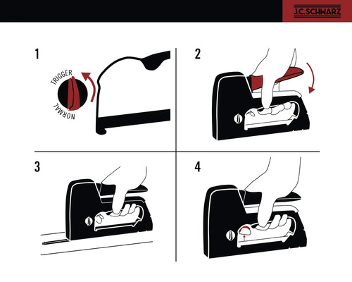 Instructie voor het gebruik van een tacker in vier stappen