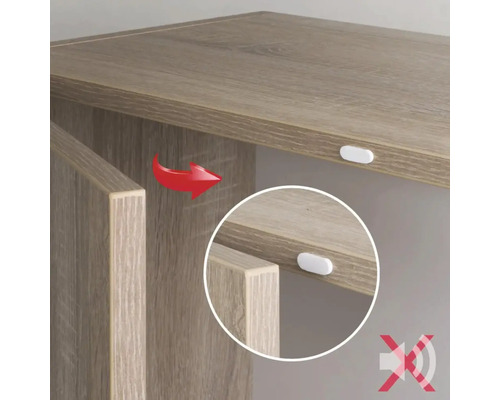 Detailopname van een meubelstuk met gedempte scharnieren voor een stille sluiting