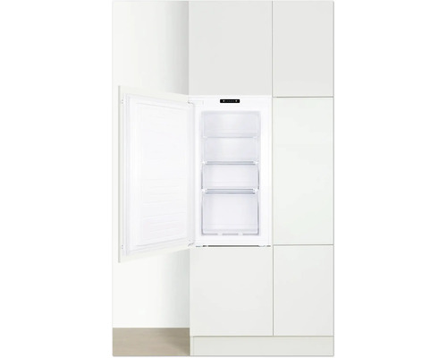 Geïntegreerde vriezer met open deur en drie laden