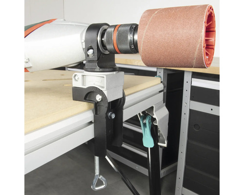 Opname voor schuurhulzen met tafelbevestiging voor stationair gebruik van boormachines.