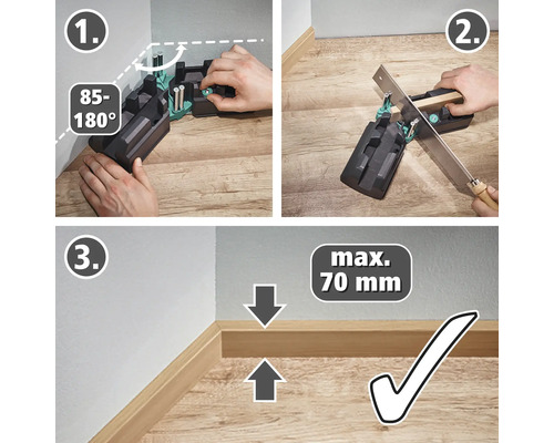 Instructies voor het gebruik van een verstekbak voor het zagen van plinten