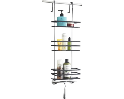 Douche-organizer om op te hangen met drie planken en douchewisser