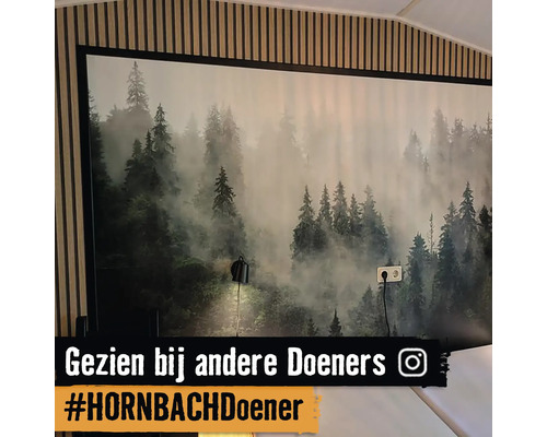 Kamerdecoratie met een bosbehang dat een rustige en natuurlijke sfeer creëert.